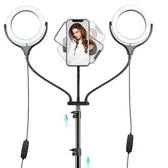 Large Dual Selfie Ring Light Tripod Stand Phone Holder Remote Con… - Picture 1 of 7
